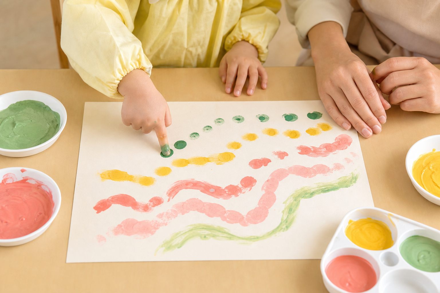 指でのびる絵の具道の製作イメージ