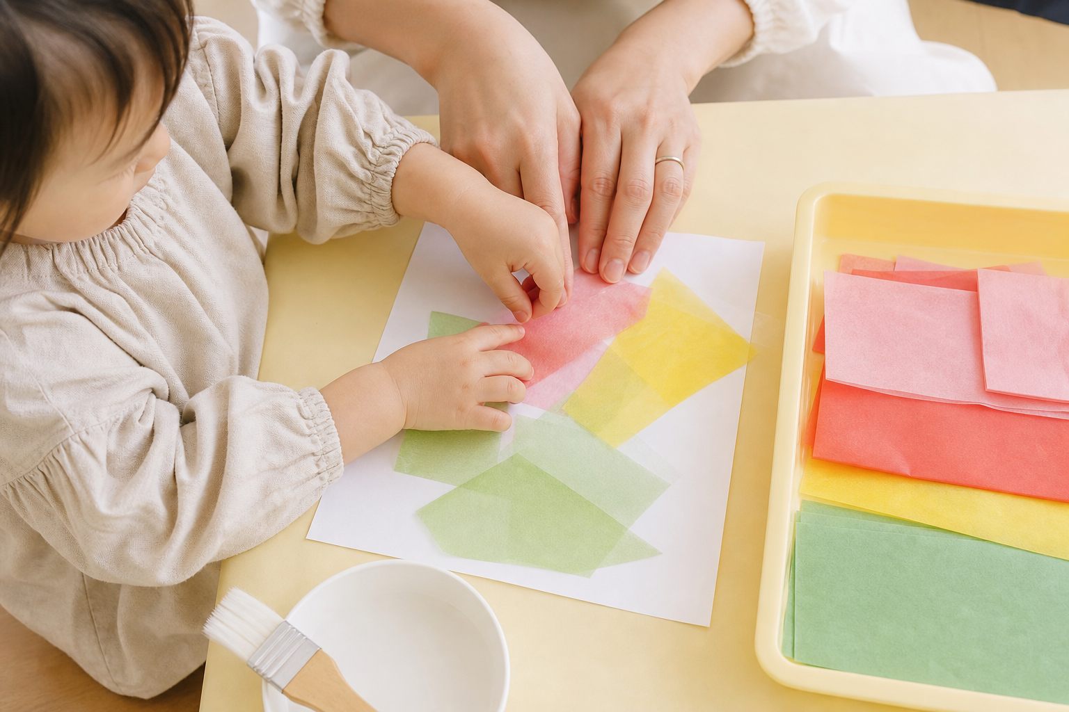 透ける紙の色重ねの製作イメージ