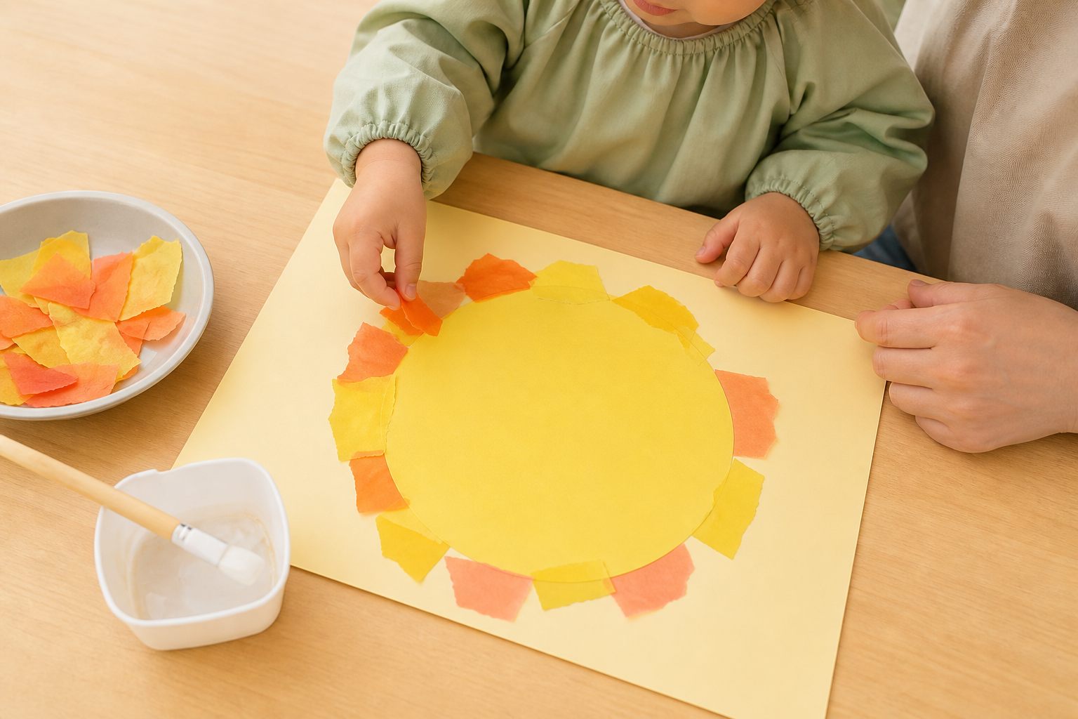 大きな丸の太陽の製作イメージ