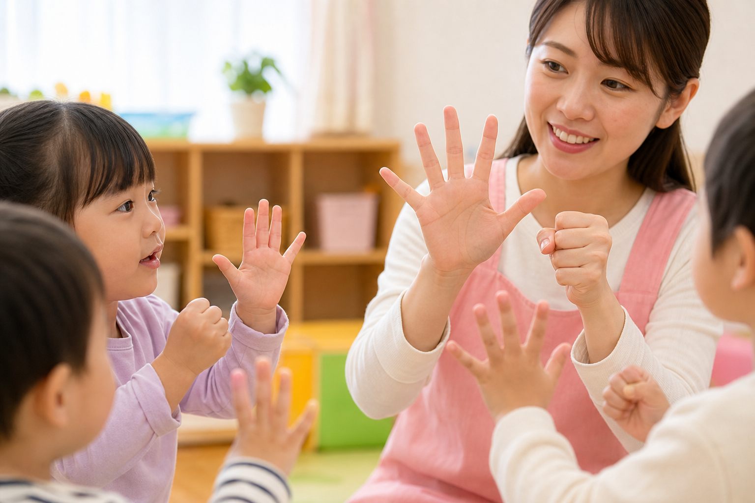 反対ことばの手遊びの活動イメージ