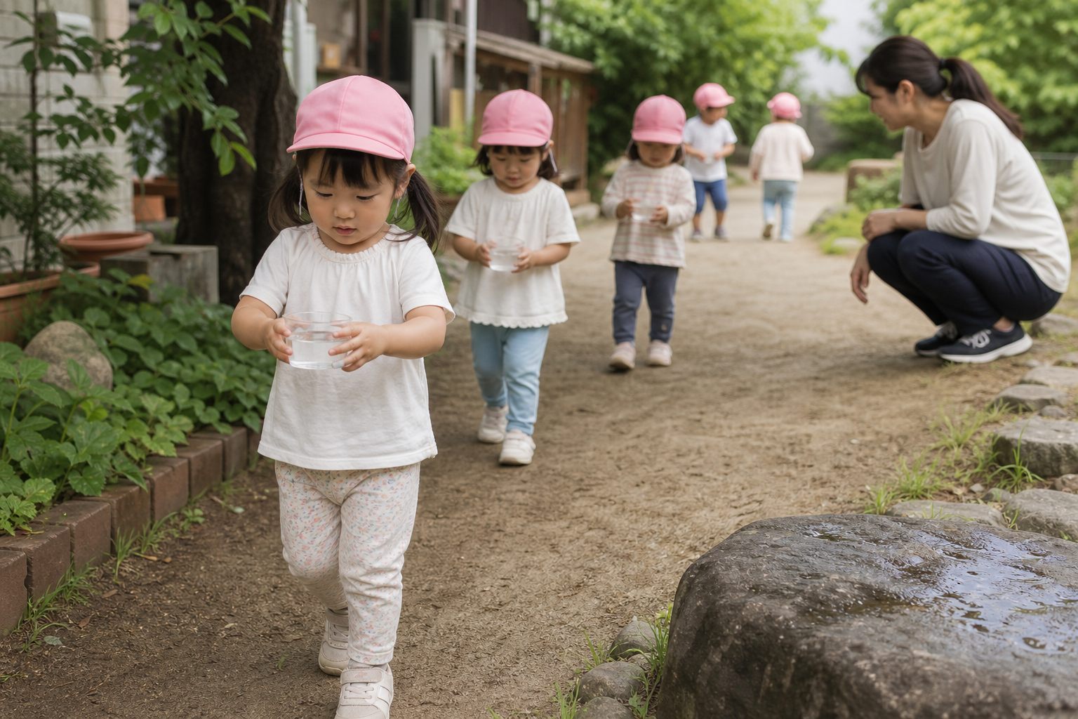 少量の水運びの外遊びイメージ