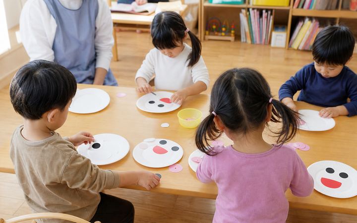 紙皿顔パズルの活動イメージ