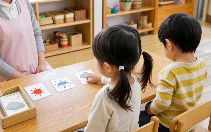 お天気カード並べの活動イメージ